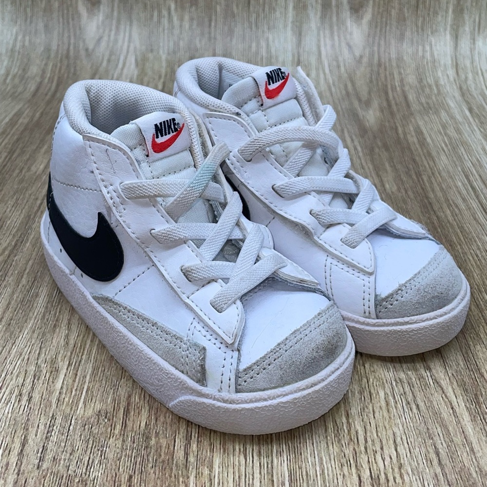 Nike Blazer Mid '77 (TD) Toddler Size 7C White Black DA4088-100 Preowned